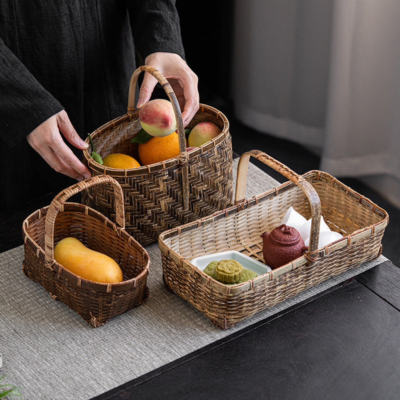 Bamboo Basket Old-Fashioned Portable Small Basket