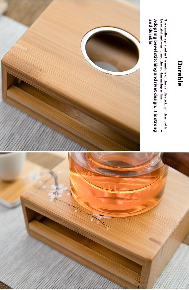 Bamboo Base Tea Warmer Candle Heater