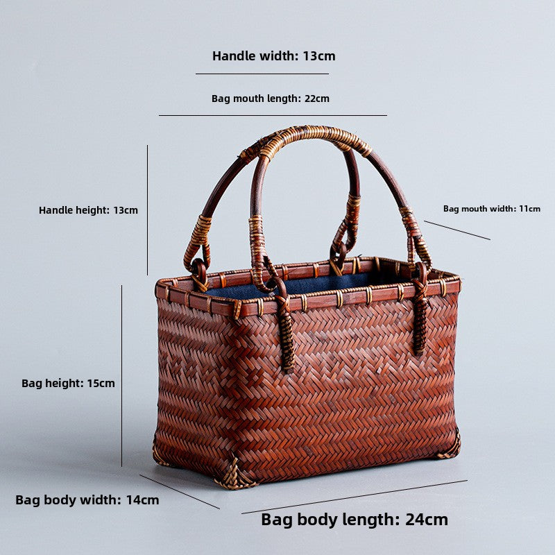 Japanese Style Handmade Retro Mini Bamboo Bag