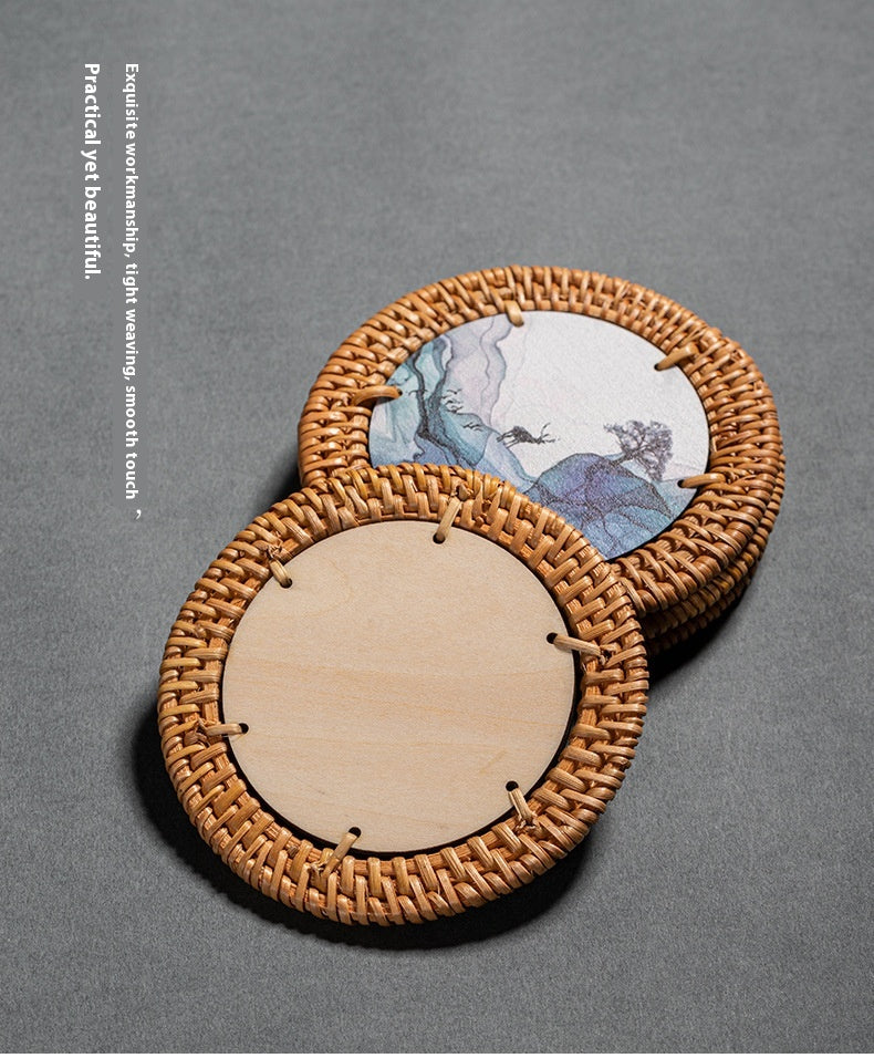 Chinese style creative rattan coaster