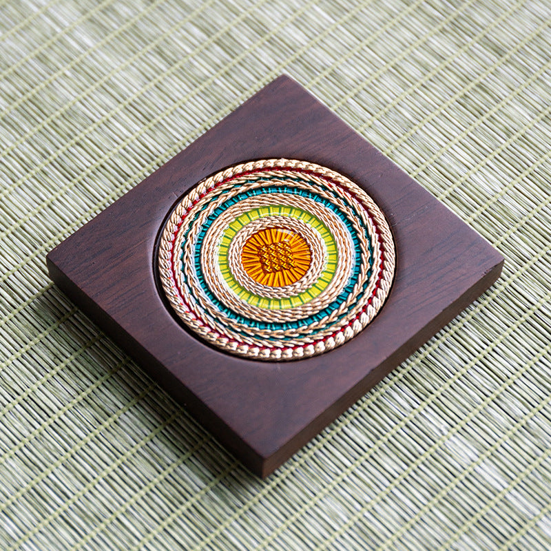 Handmade Ebony Coaster Cloisonné Enamel Tea Tray