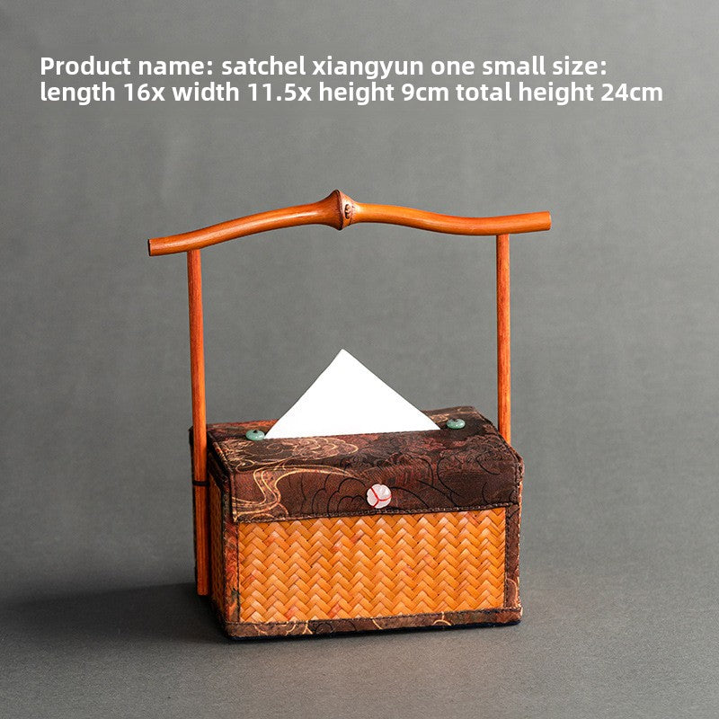 Chinese Style Retro Bamboo Woven Handheld Tissue Box