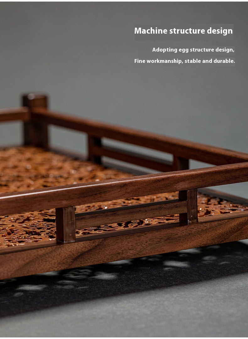 Chinese Style Walnut Black Walnut Wood Tea Set Storage Tray
