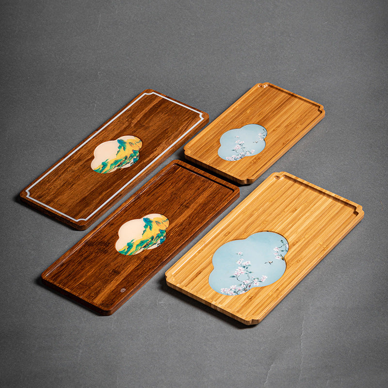 Heavy Bamboo Rectangular Single Layer Simple Tray