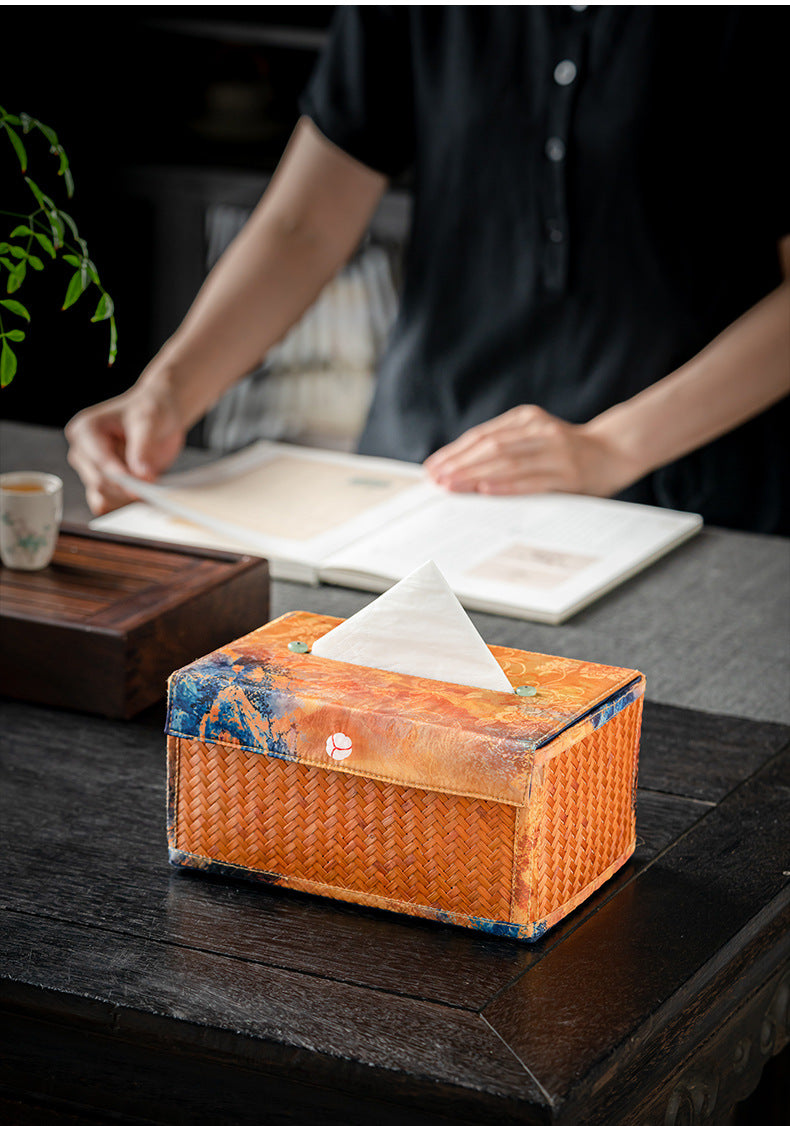 Chinese Style Retro Bamboo Woven Handheld Tissue Box
