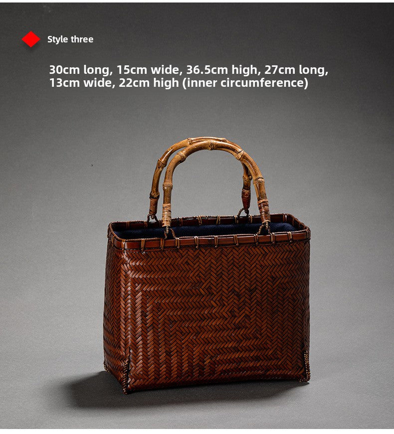 Handheld Retro Bamboo Woven Bag