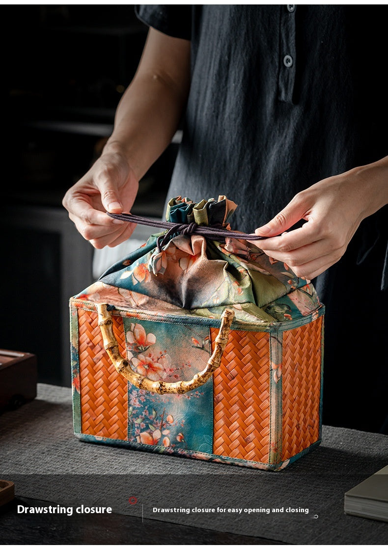 Chinese-Style Portable Bamboo Storage Bag