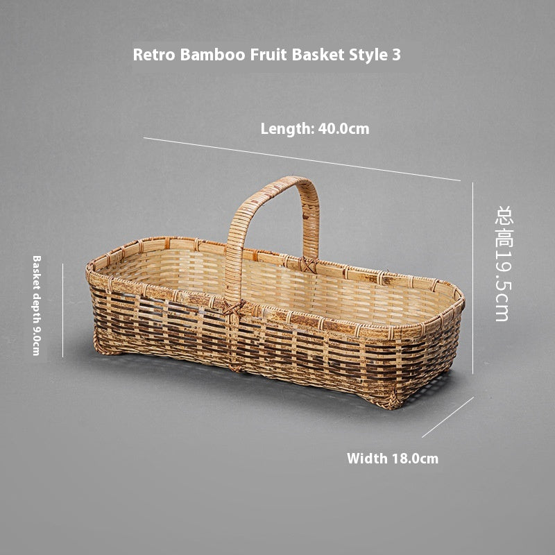 Bamboo Basket Old-Fashioned Portable Small Basket