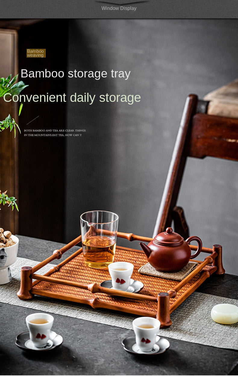 Bamboo Tea Set Storage Tray