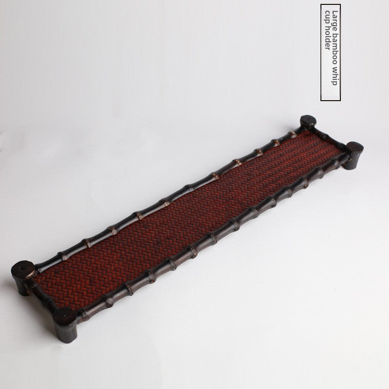 Old Bamboo Whip Mat Cup Holder Saucer