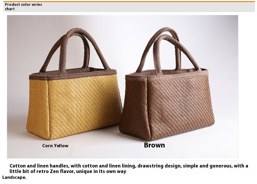 Rattan Woven Bag Tea Set Storage Bag