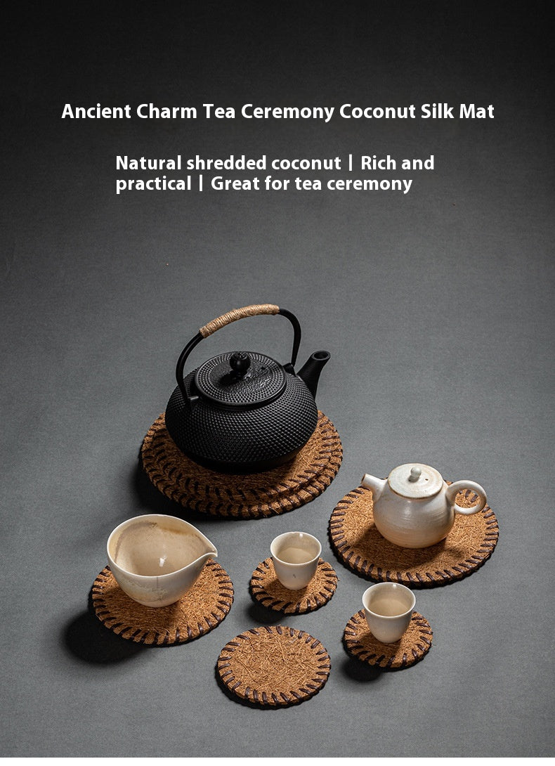 Coconut Palm Coaster Tea Mat Thickened Bristle Mat