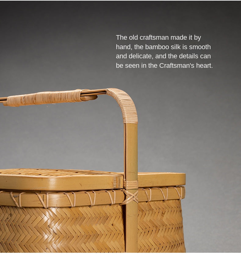 Bamboo Woven Storage Basket with Lid
