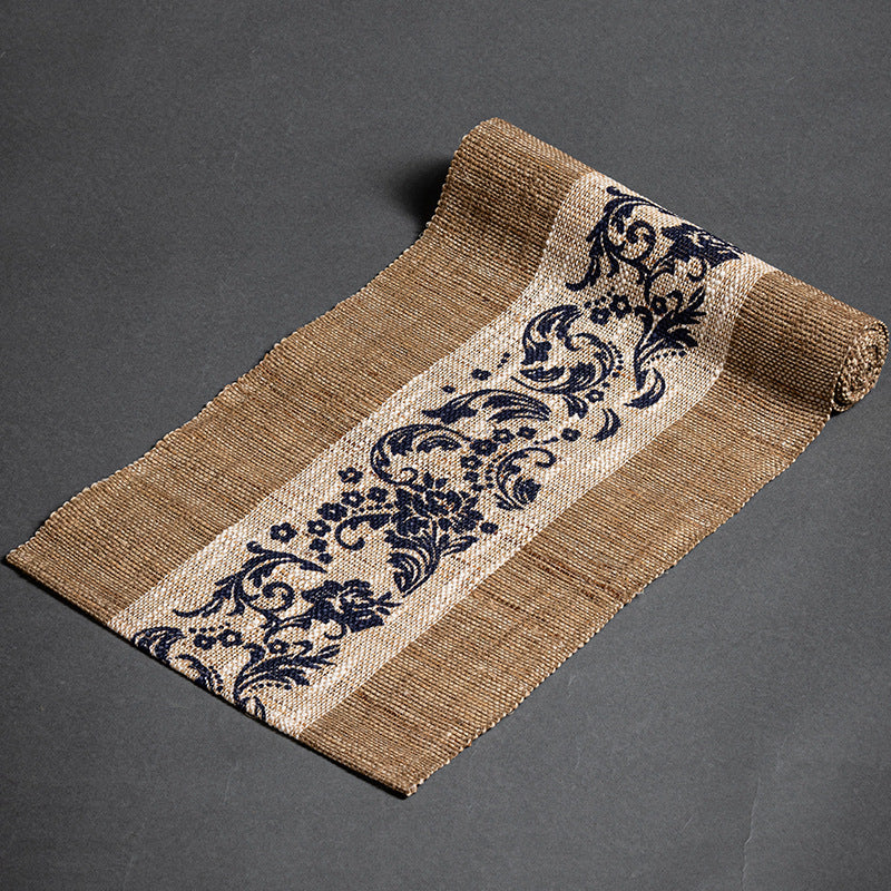 Hand-woven hemp grass tea mat