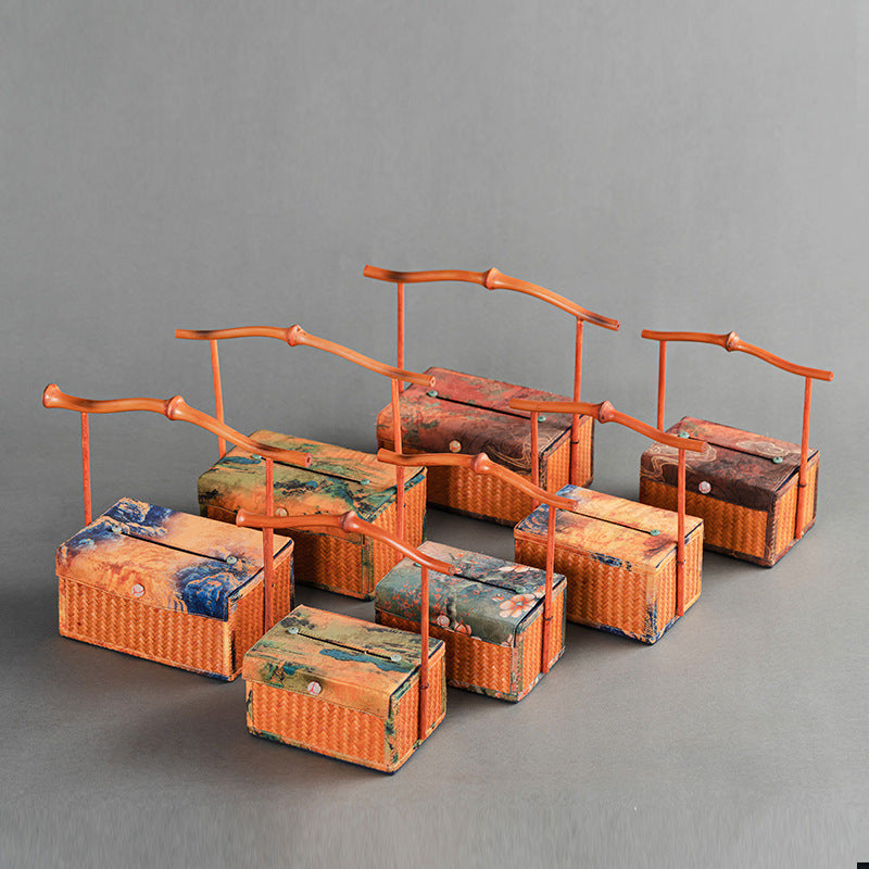 Chinese Style Retro Bamboo Woven Handheld Tissue Box