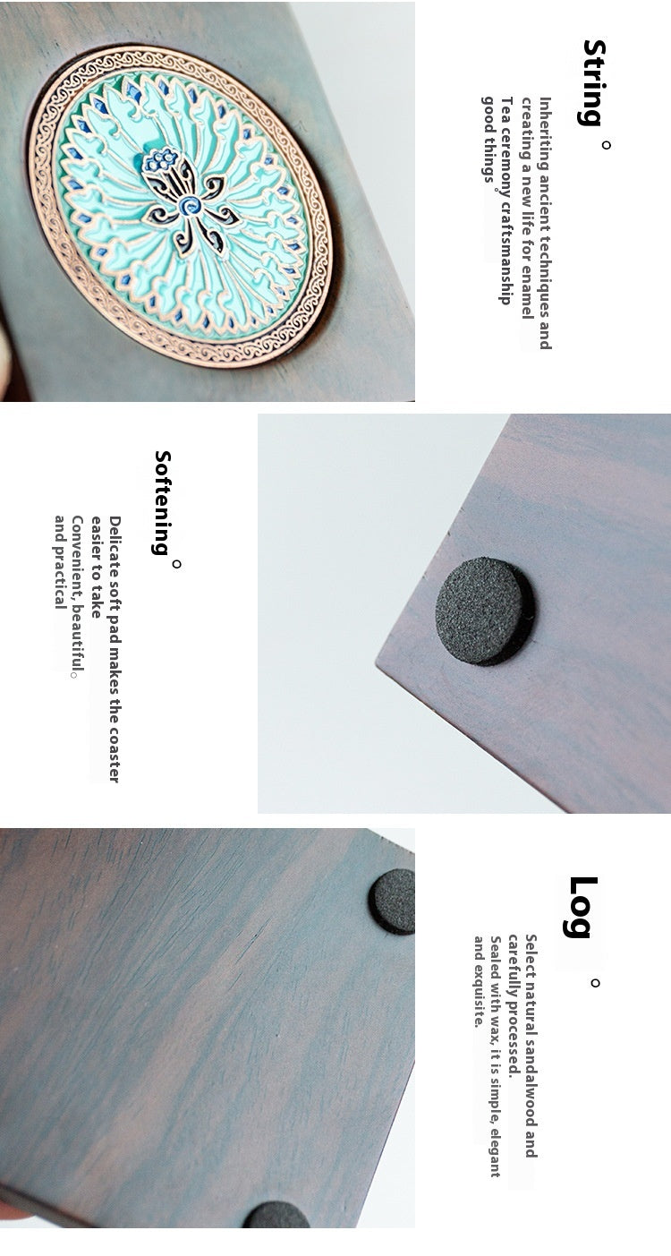 Handmade Ebony Coaster Cloisonné Enamel Tea Tray