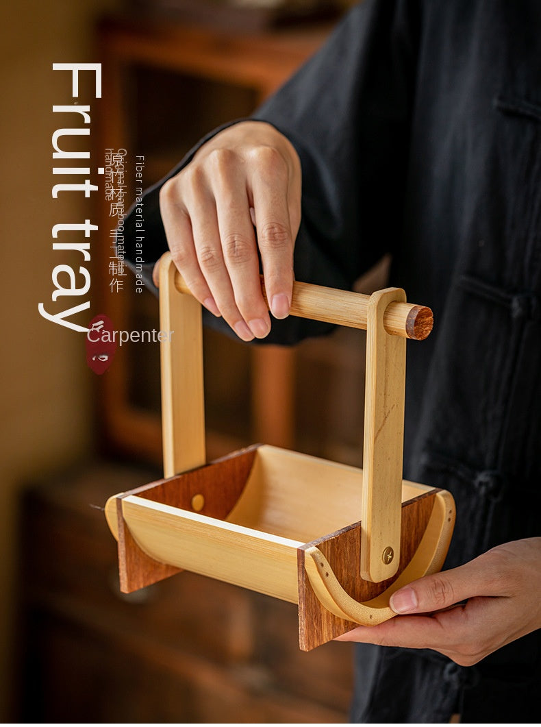 Chinese Style Bamboo Handle Tea Tray