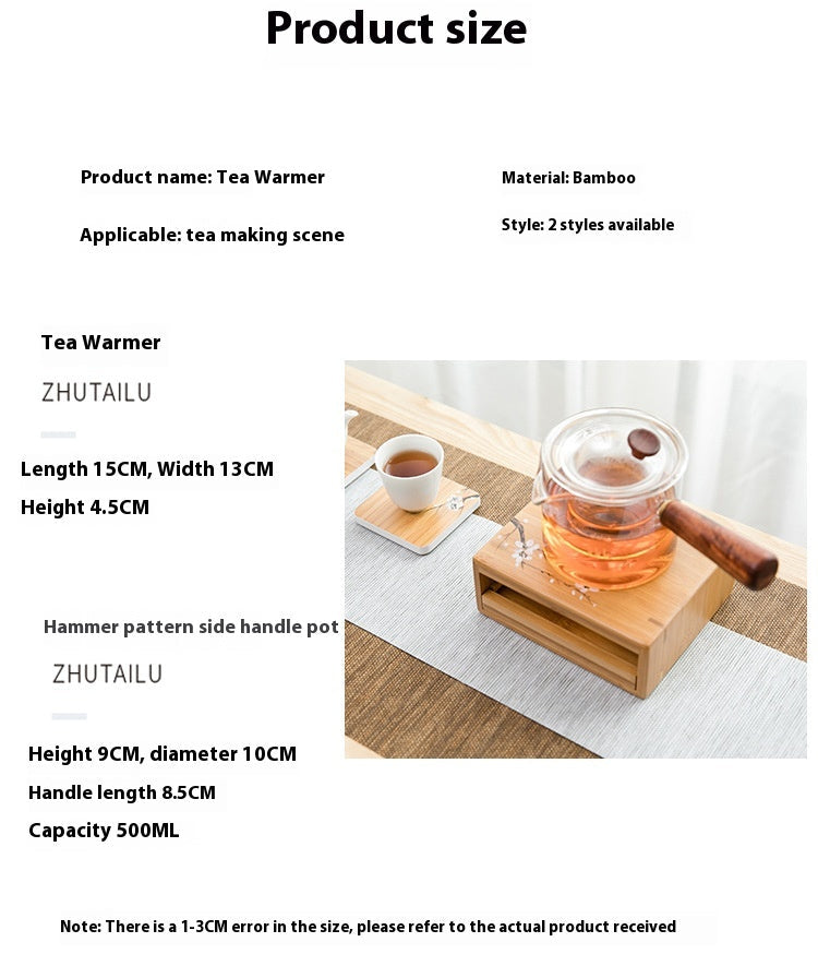Bamboo Base Tea Warmer Candle Heater
