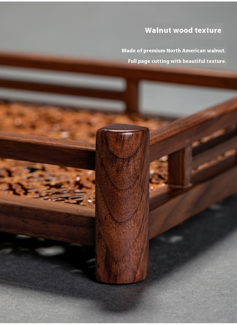 Chinese Style Walnut Black Walnut Wood Tea Set Storage Tray