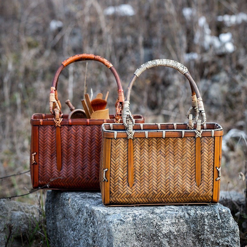 Japanese Style Handmade Retro Mini Bamboo Bag