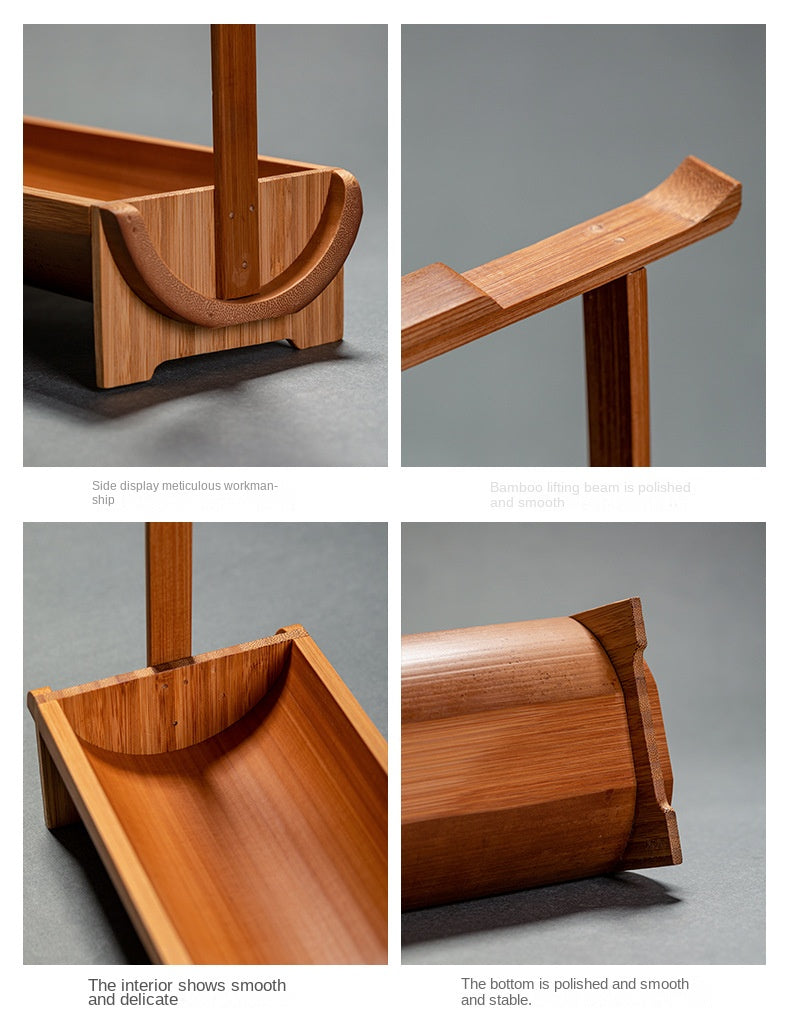Chinese Style Bamboo Handle Tea Tray