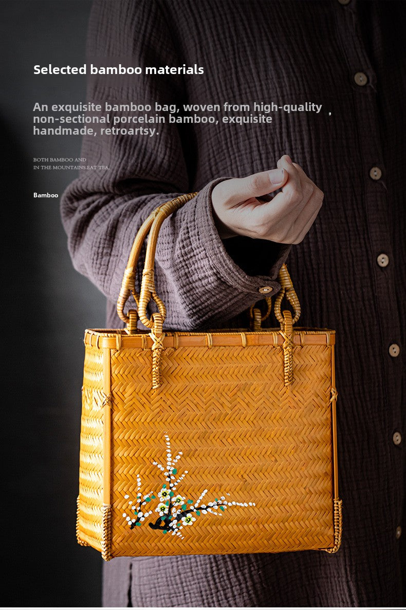 Bamboo Woven Basket Bag