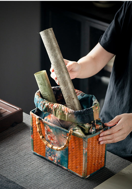 Chinese-Style Portable Bamboo Storage Bag