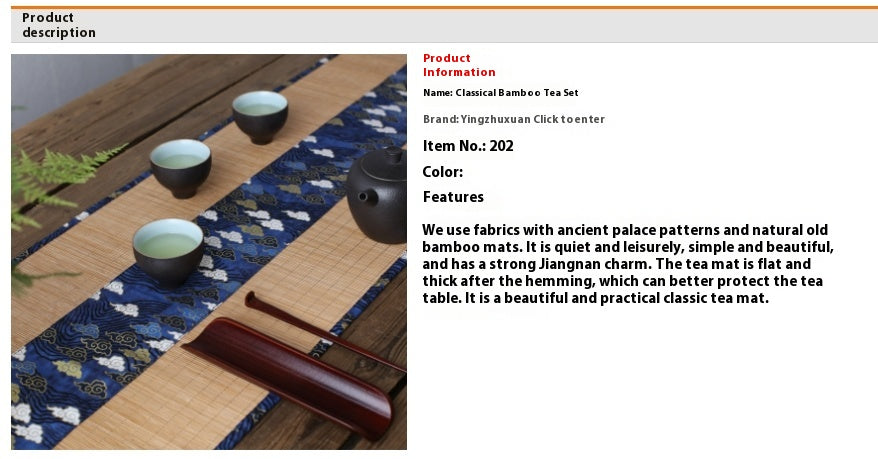 Chinese Retro Bamboo Tea Mat