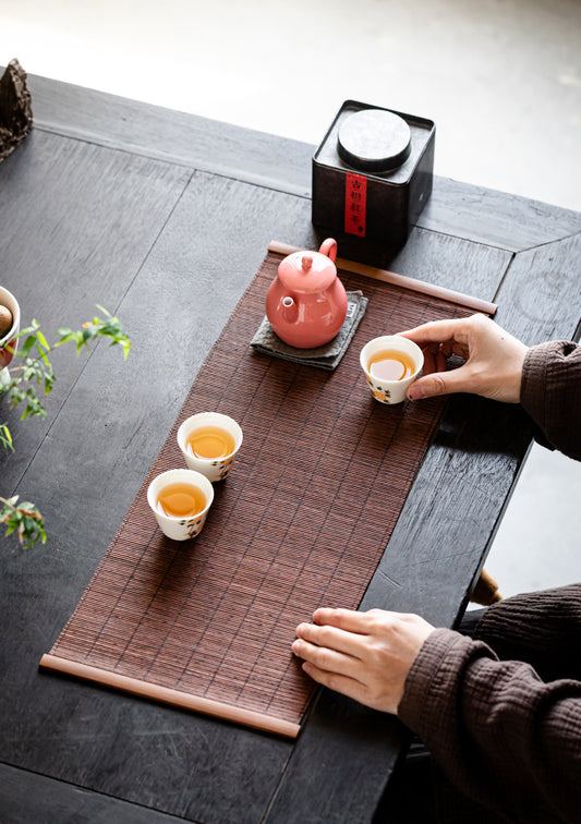 Large Lacquered Bamboo Tea Mat