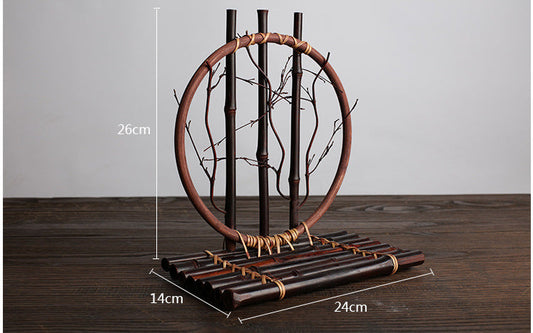 Round Black Bamboo Flower Device