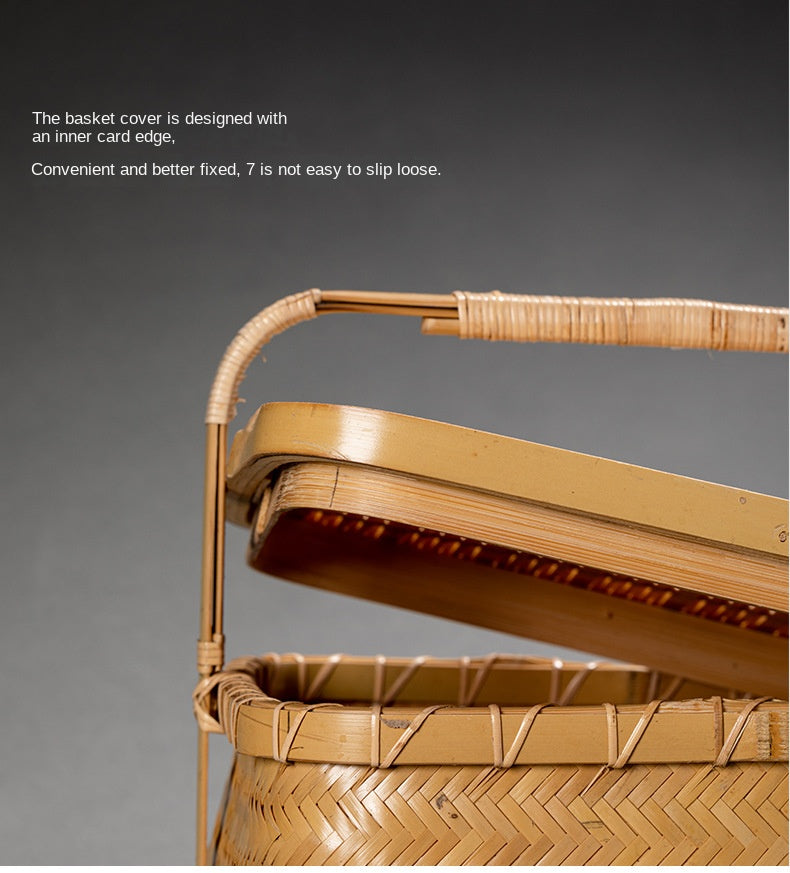 Bamboo Woven Storage Basket with Lid