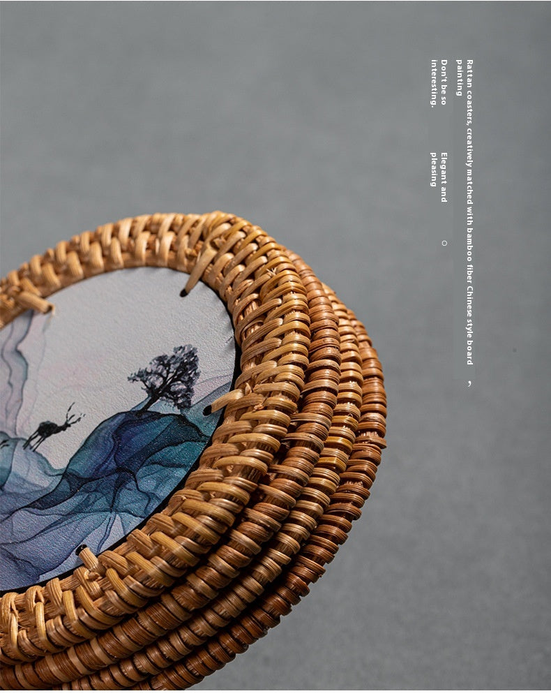 Chinese style creative rattan coaster