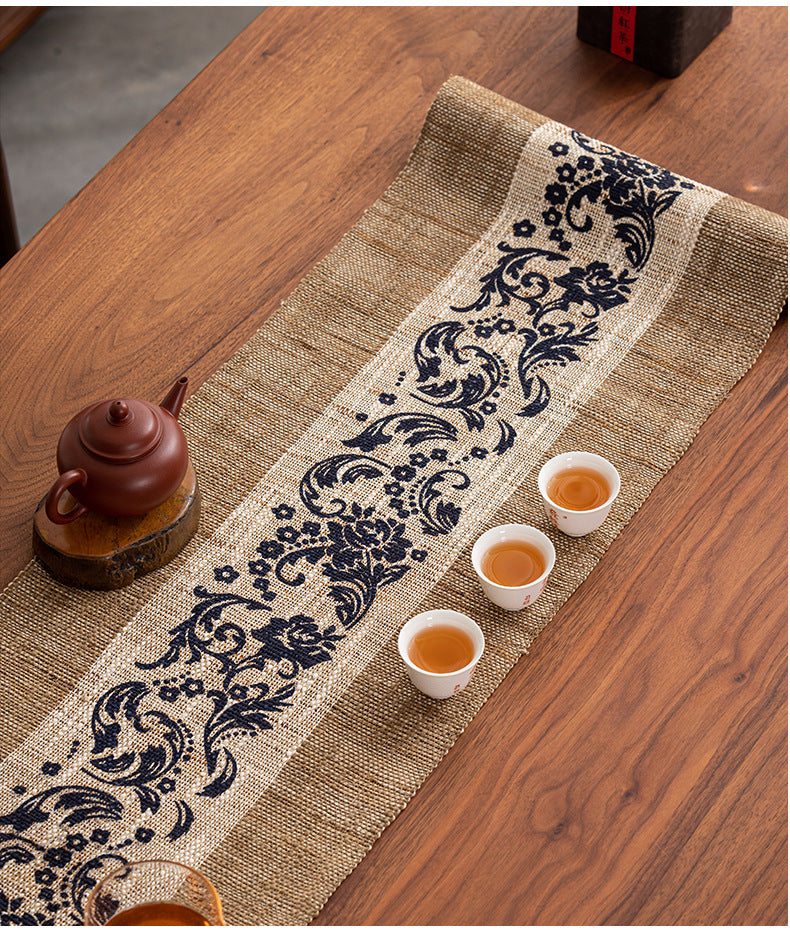 Hand-woven hemp grass tea mat
