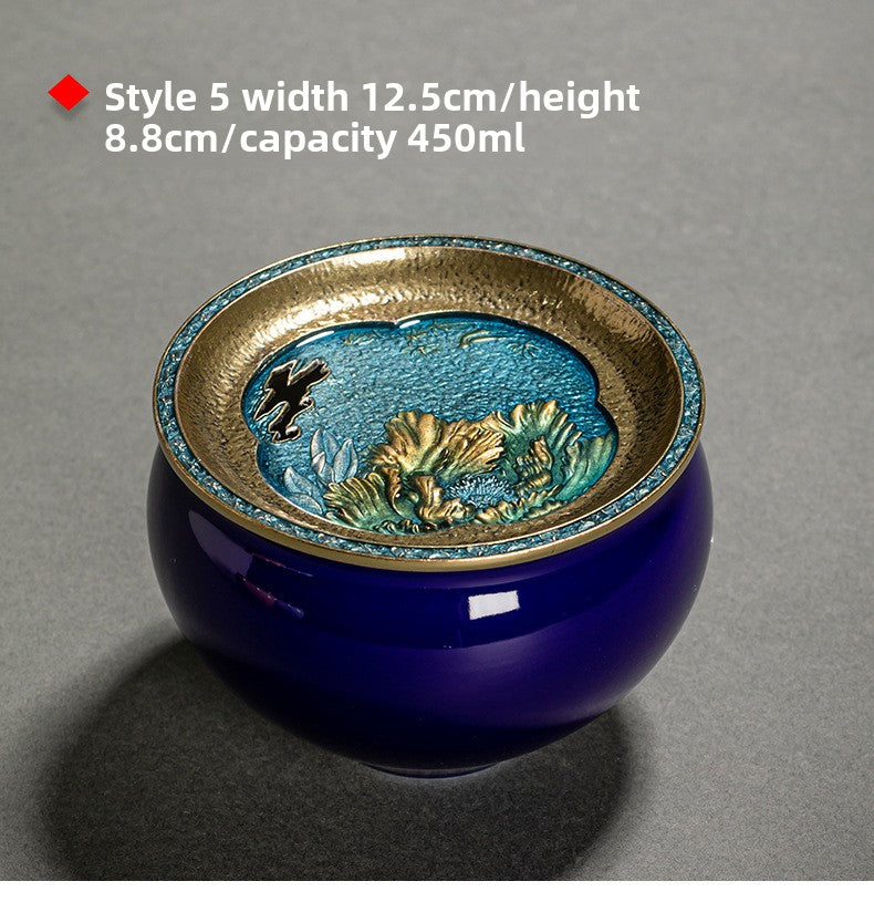 Chinese Household Colorful Ceramic Building Water with Lid