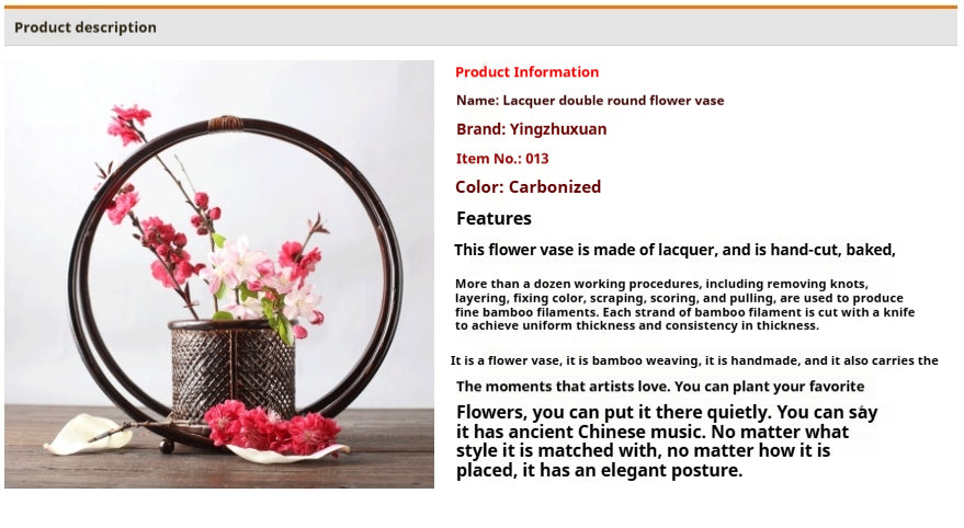 Vintage Lacquer Flower Vase Flower Arrangement