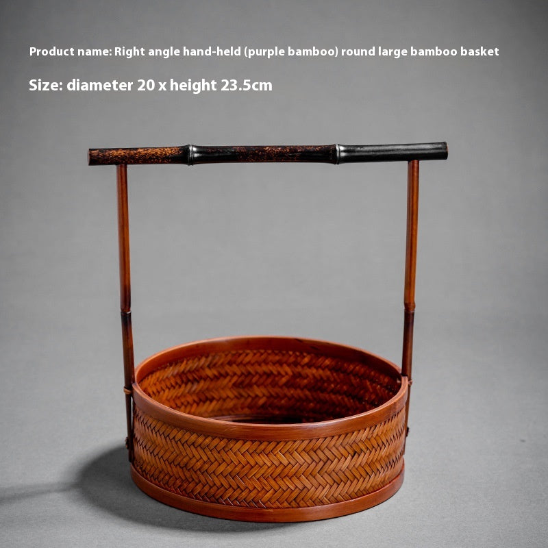 Large Lacquered Bamboo Woven Storage Basket