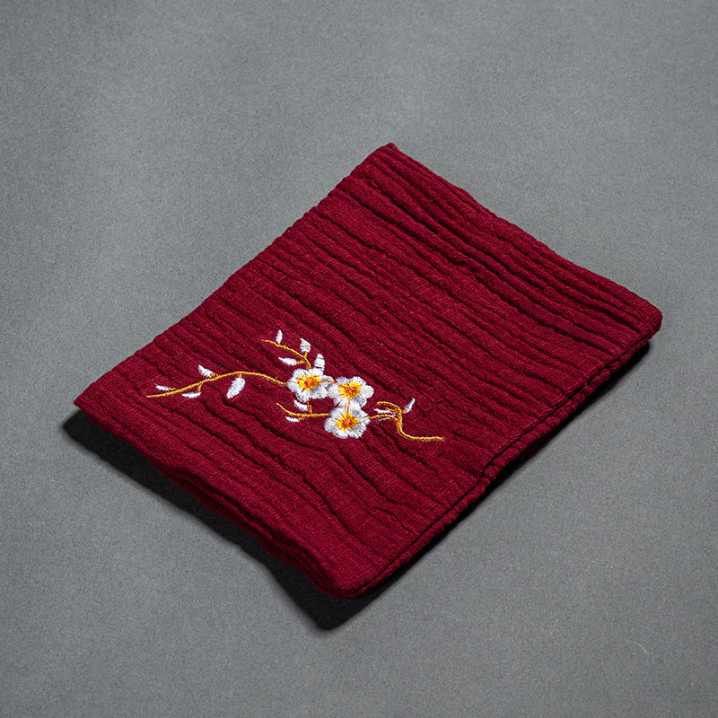 Cotton and Linen Embroidered Tea Towel