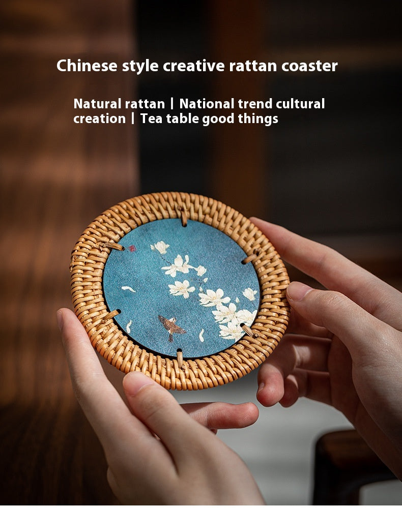 Chinese style creative rattan coaster
