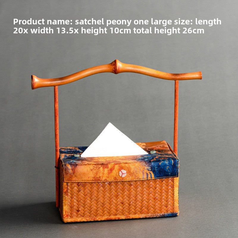 Chinese Style Retro Bamboo Woven Handheld Tissue Box