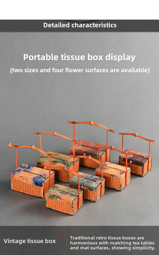Chinese Style Retro Bamboo Woven Handheld Tissue Box