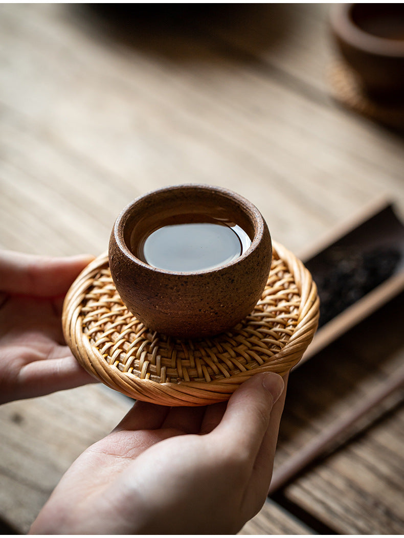Rattan Woven Coaster Pot