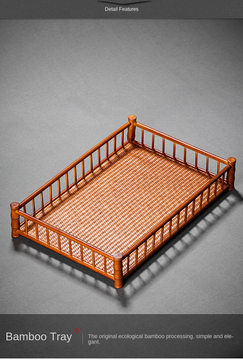Bamboo Woven Tea Set Storage Basket Frame