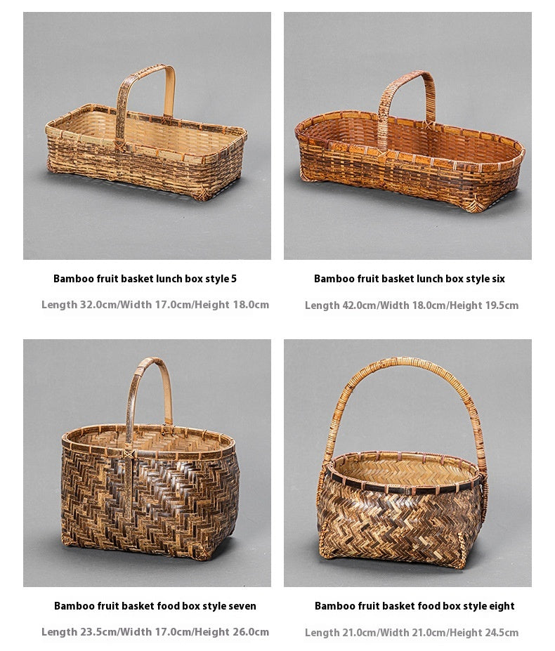 Bamboo Basket Old-Fashioned Portable Small Basket