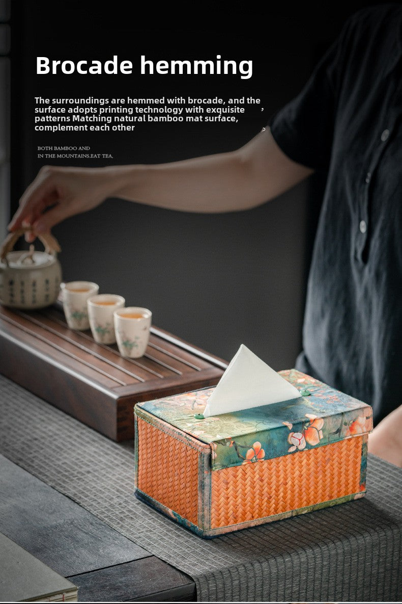 Chinese Style Retro Bamboo Woven Handheld Tissue Box