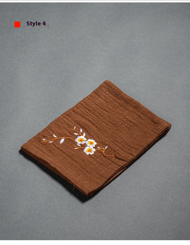 Cotton and Linen Embroidered Tea Towel