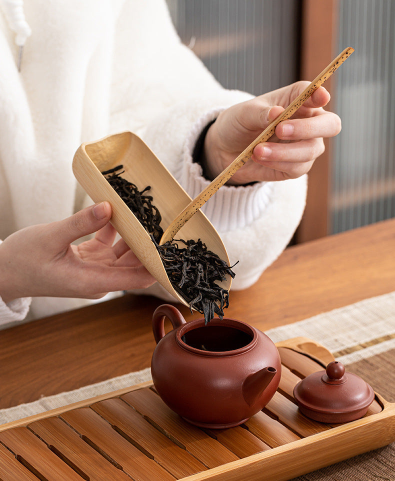 Old-fashioned bamboo tea spoon