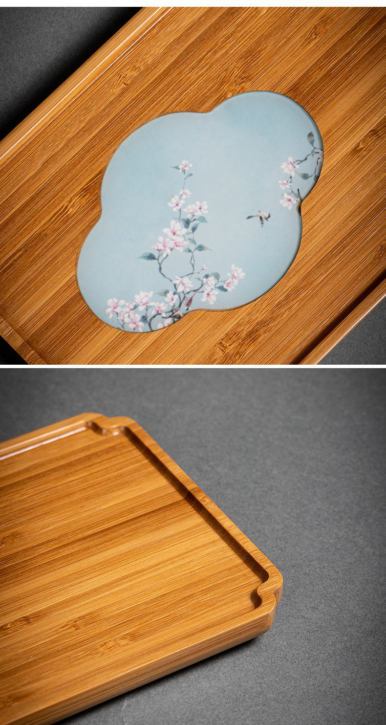 Heavy Bamboo Rectangular Single Layer Simple Tray