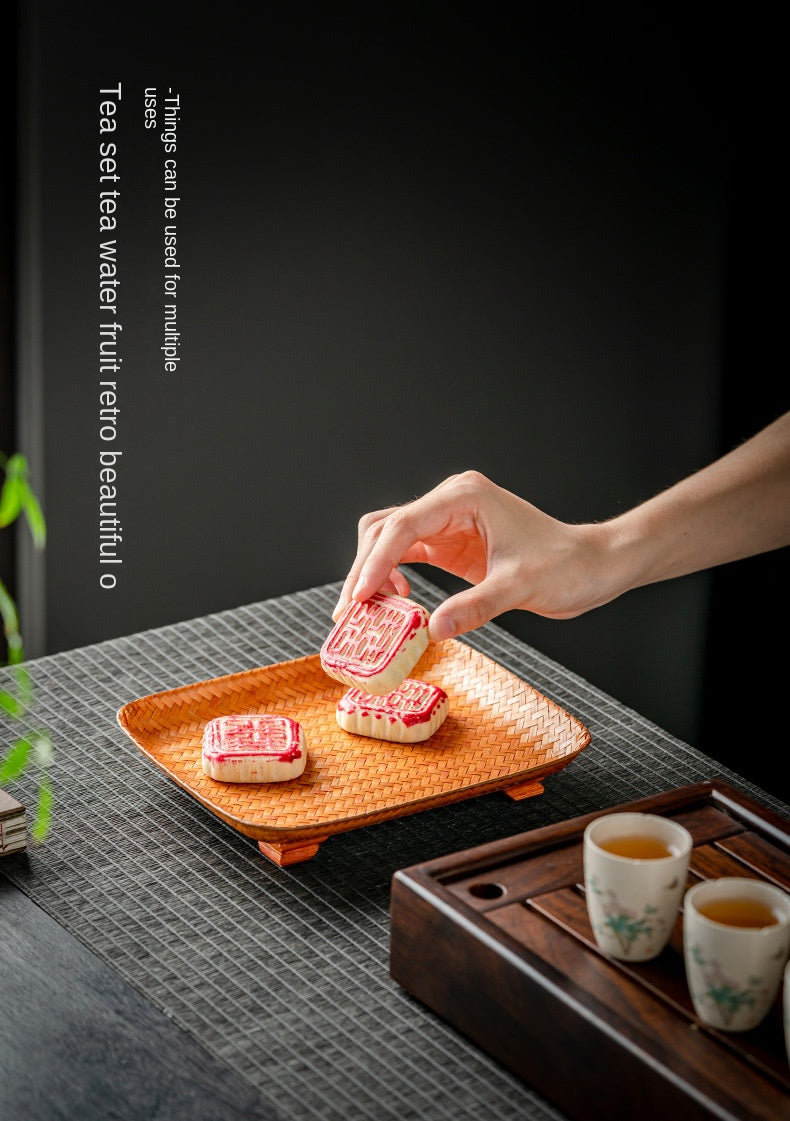 Chinese Style Bamboo Woven Tea Tray