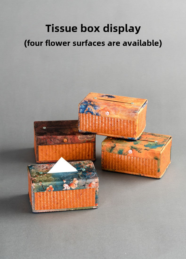 Chinese Style Retro Bamboo Woven Handheld Tissue Box