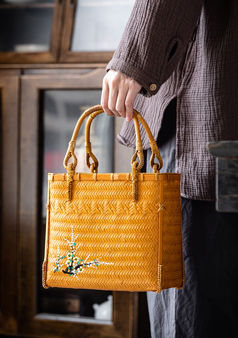 Bamboo Woven Basket Bag
